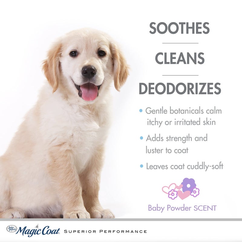 Four Paws Magic Coat Gentle Tearless Soothing Aloe Vera Puppy Shampoo, Gentle Deodorizing Shampoo for Puppies, Baby Powder Scent, 16 Ounce - Image 2